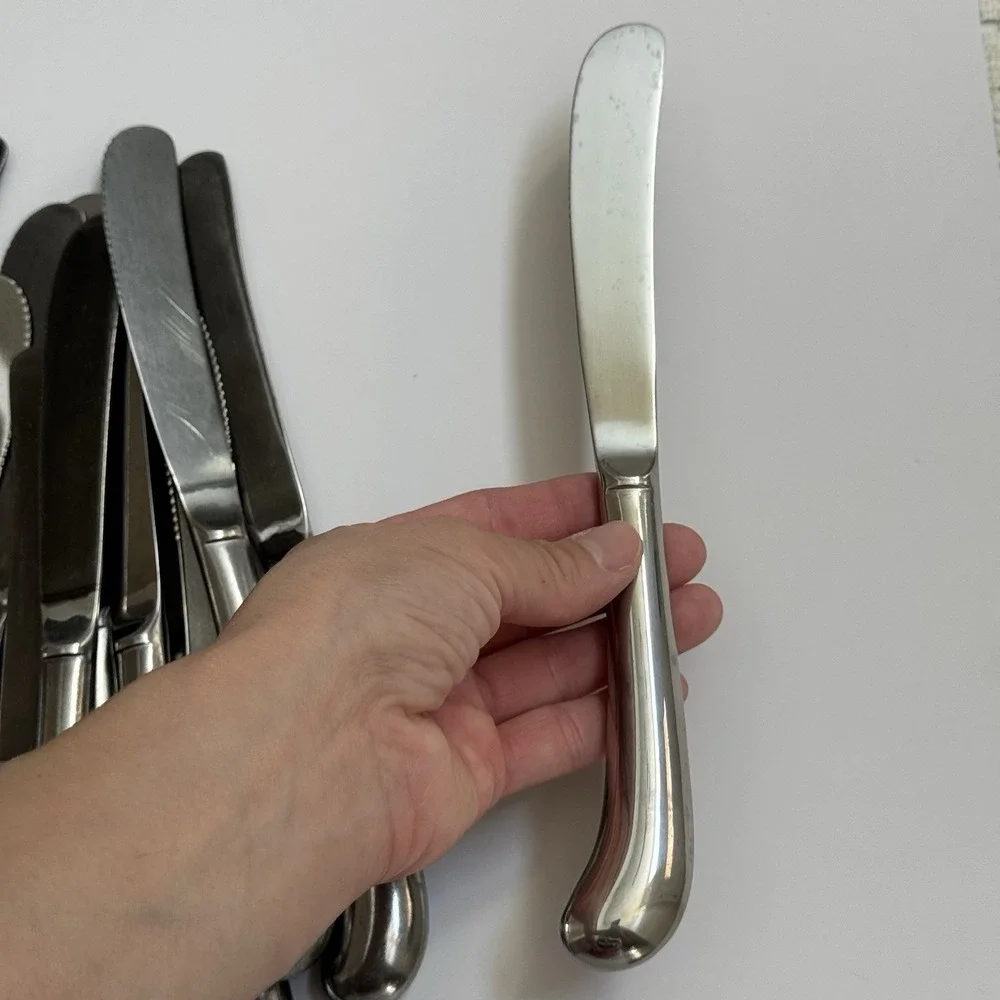 Excel stainless Brookfield lot of 13 pistol handle dinner knives 9‎ 1/4